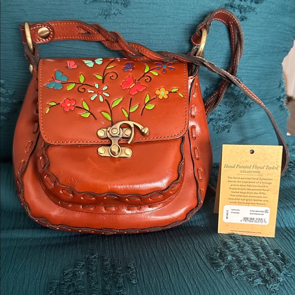 Patricia Nash Brown Crossbody Bag with Colorful Floral Design - Picture 4 of 9